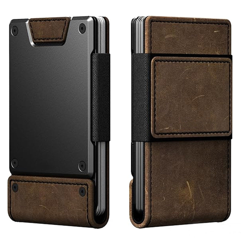 Metal And Leather Pull-Out Mens Wallet