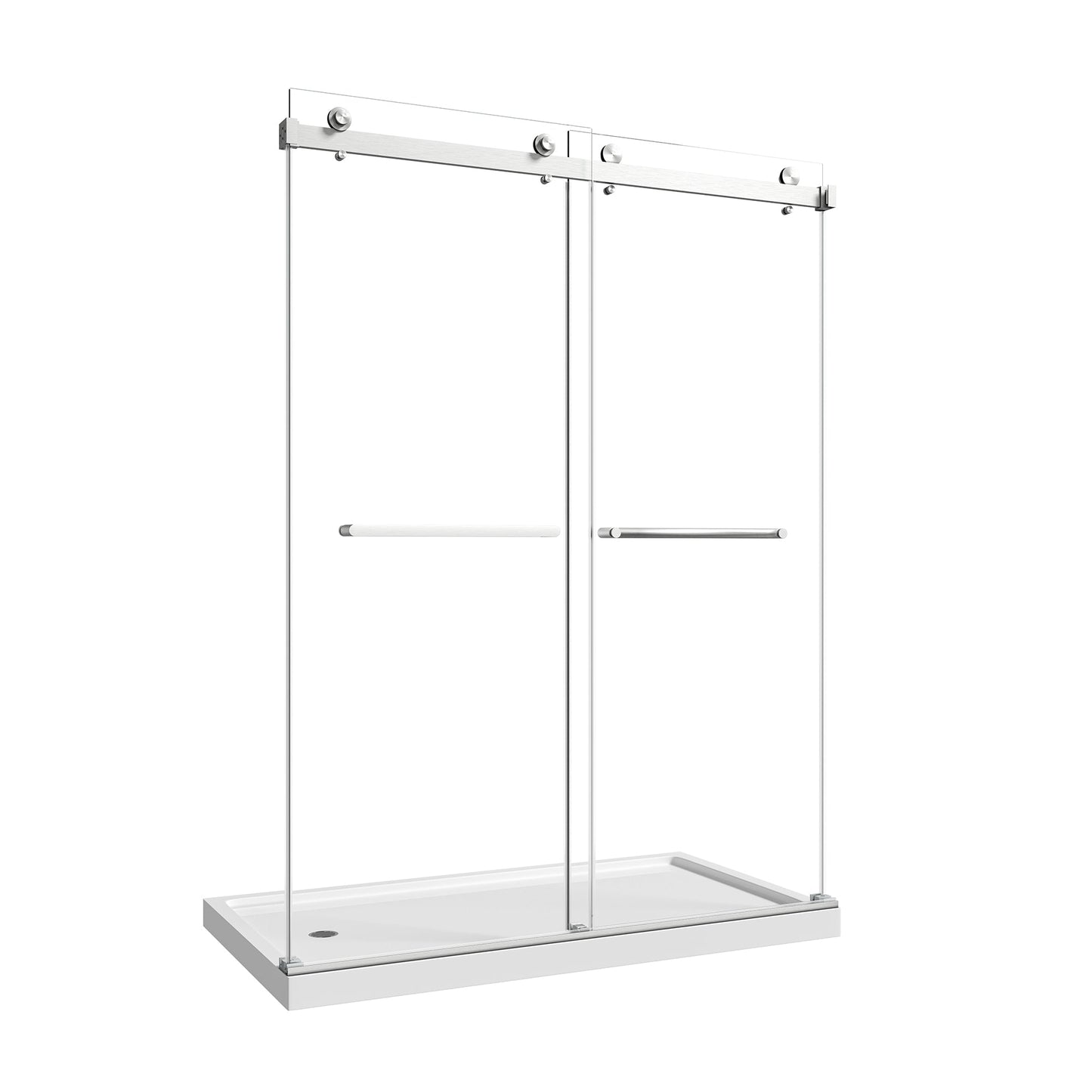55"-60" W x 76" H Brushed Nickel Reversible Frameless Sliding Shower Door