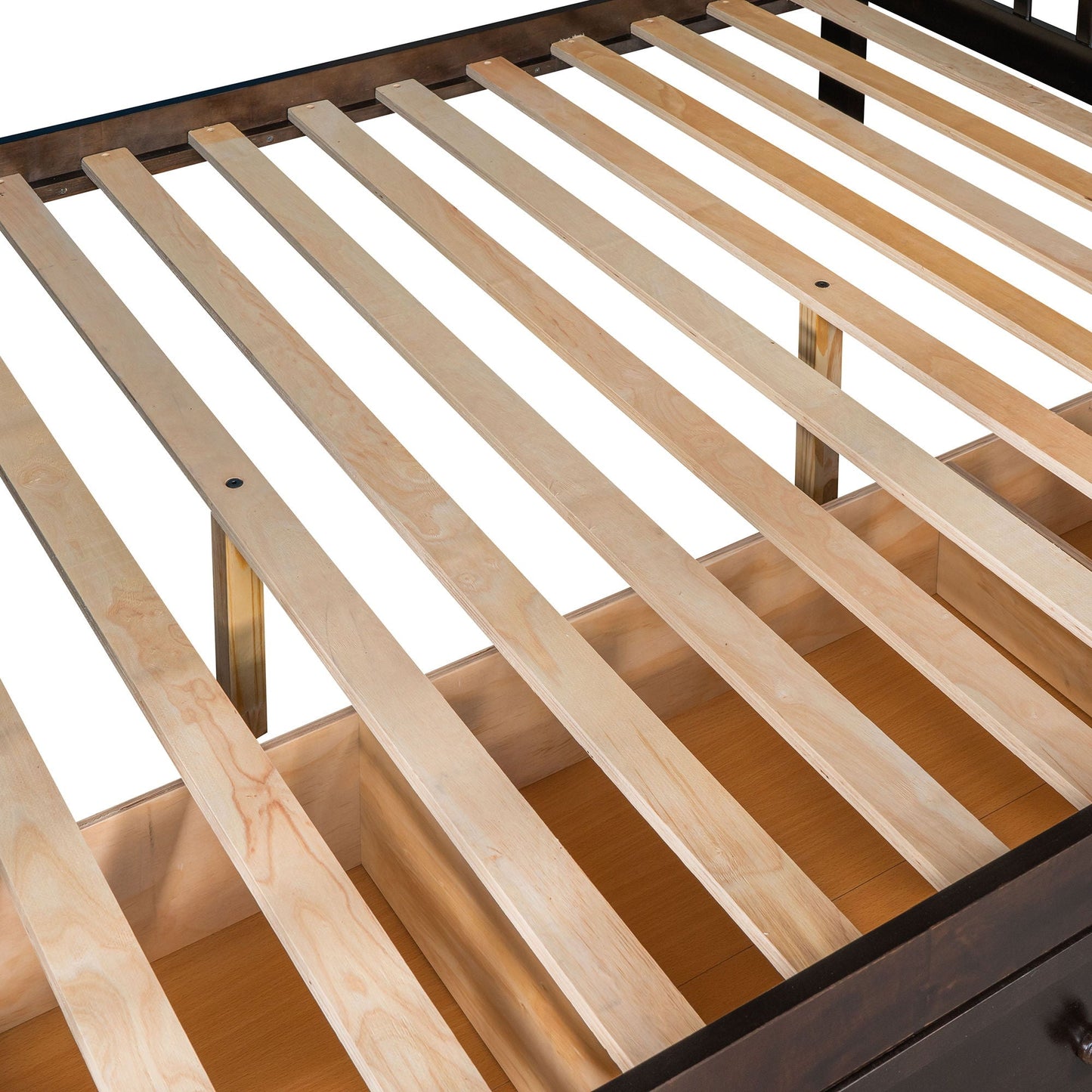 Solid L Shaped Bunk Bed With 3 Drawers, Ladder And Staircase