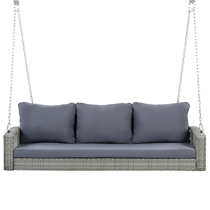 3 Person Large Patio Swing Bench With Cushions For Backyard