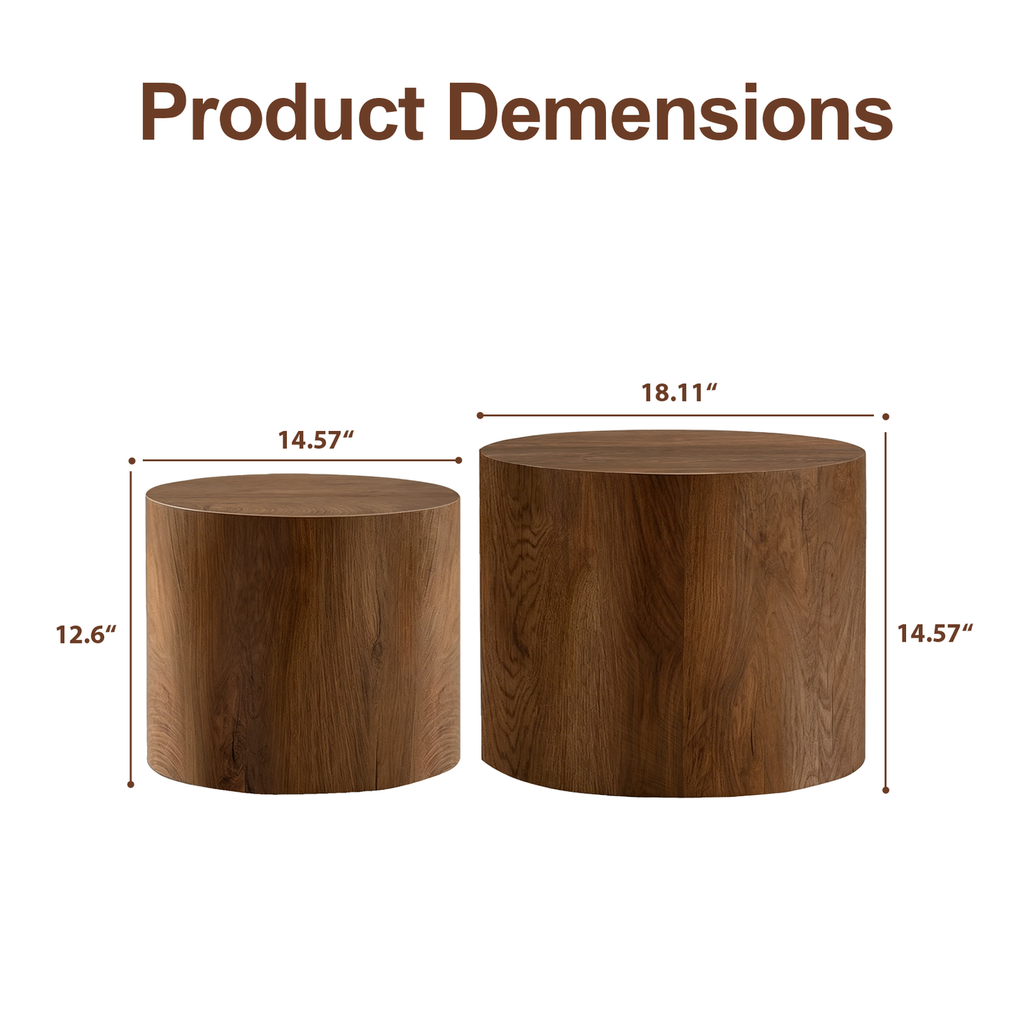 Nesting Coffee Table Set of 2, Modern Round Coffee Tables with Non-Slip Feet