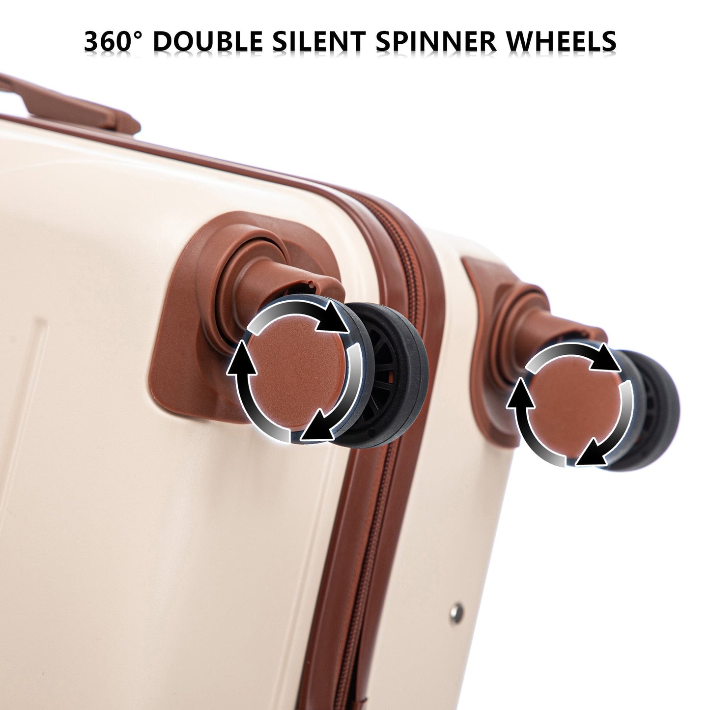 3-Piece ABS Spinner Wheel Luggage Set 20"/24"/28" Beige