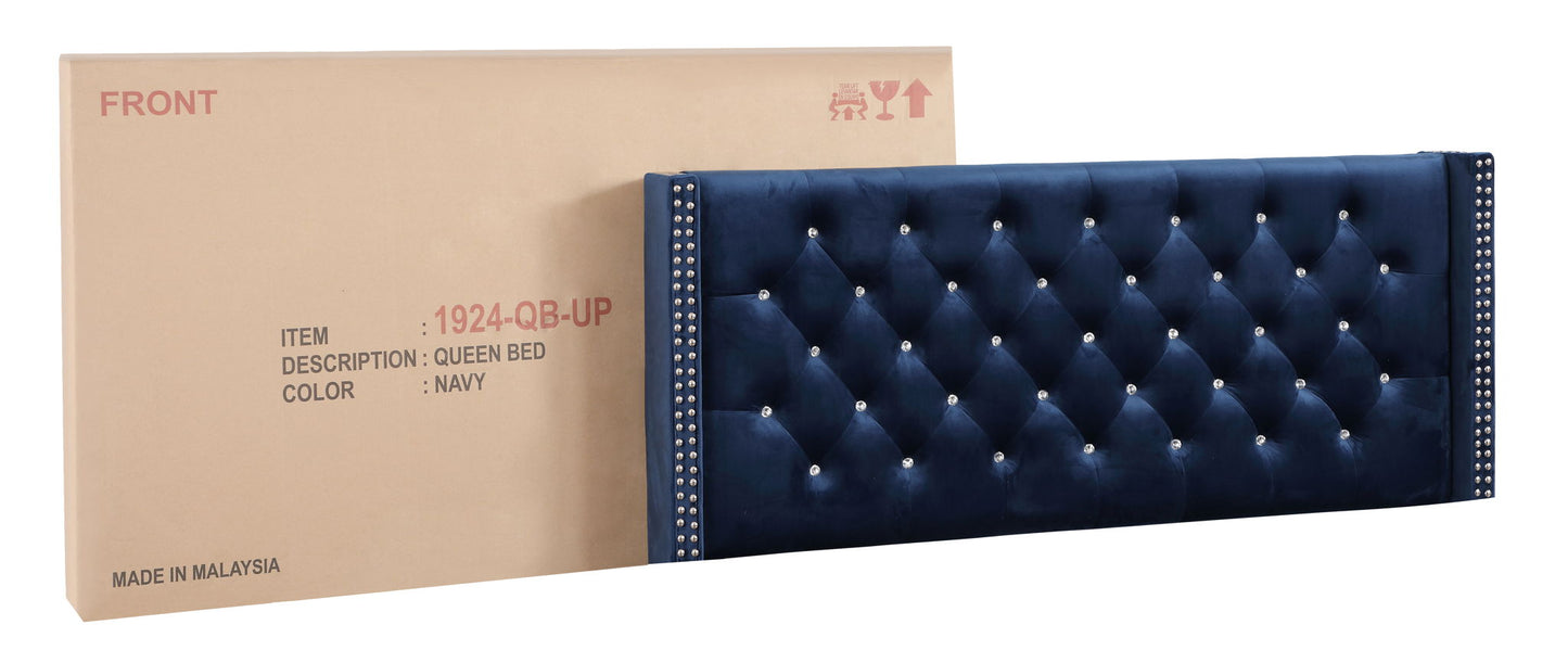 Upholstered Nailhead Trim Chic Bed