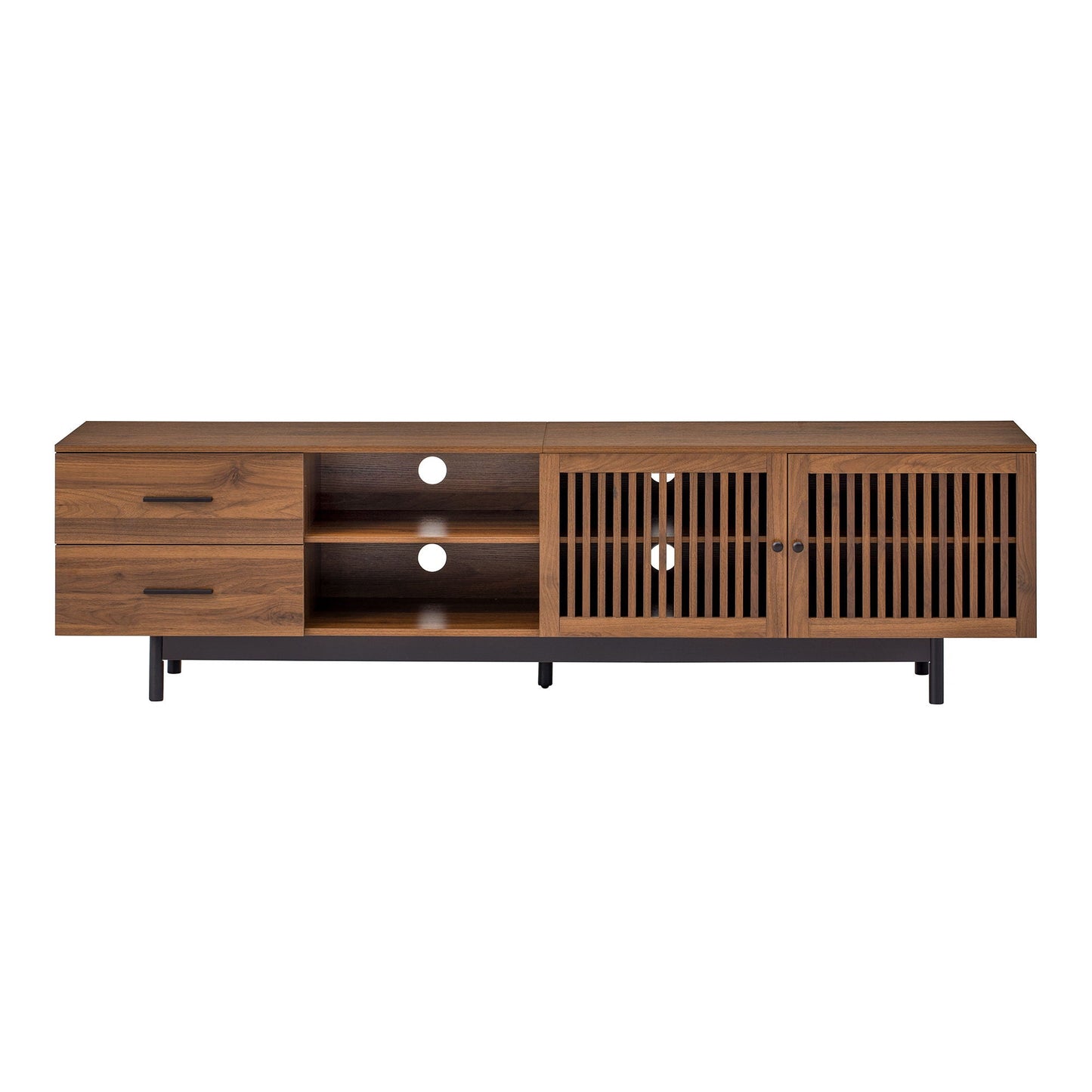 78" TV Stand For TVs Up To 85" Entertainment Center With Deep Drawers & Cable Management, Soft Closing Hinges - Walnut