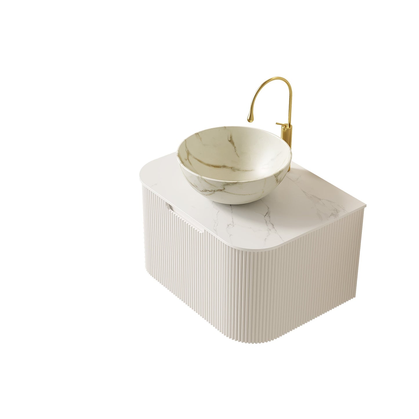 DINA 24" Bathroom Vanity & Sink with Floating Curved Edges