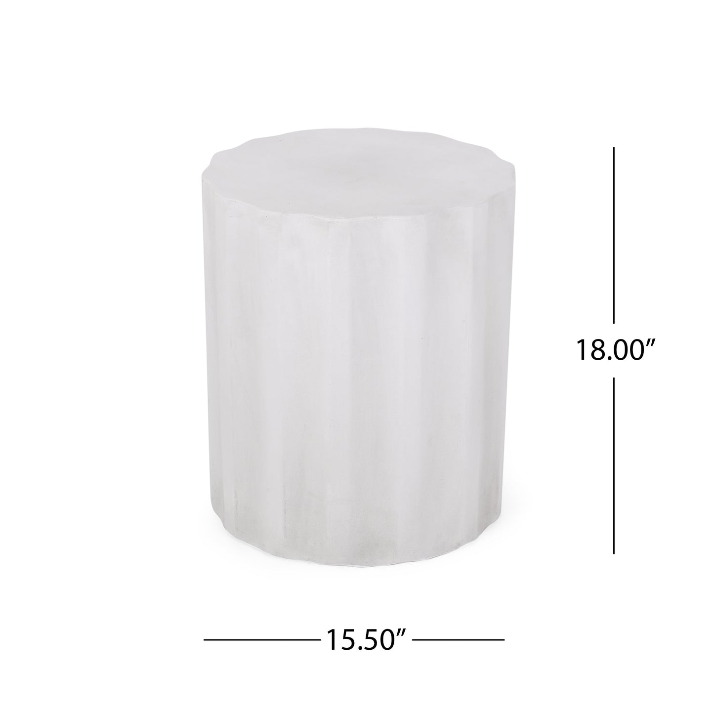 Outdoor Lightweight Concrete Side Table, Antique White