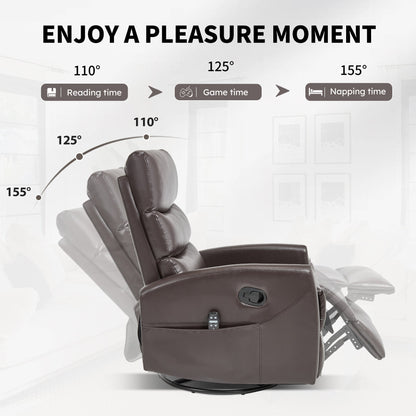 Heat Massage Manual Recliner Chair with Rocker and Swivel