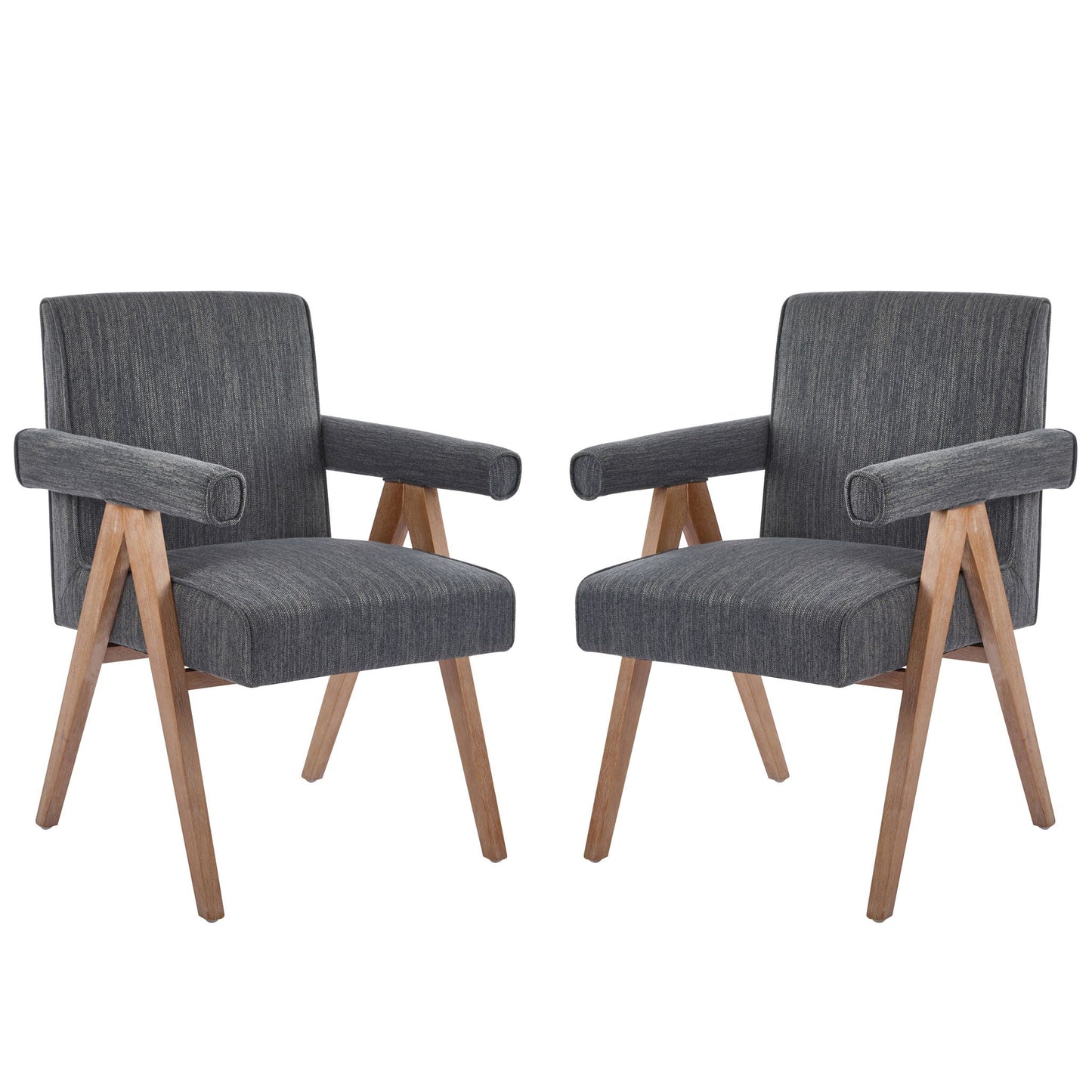 Contemporary Poppy Fabric Dining Armchair With Rubberwood Legs