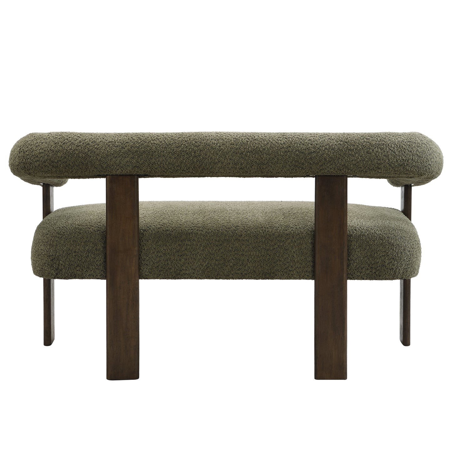 Round Armrest Loveseat (Green + Brown)