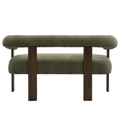 Round Armrest Loveseat (Green + Brown)