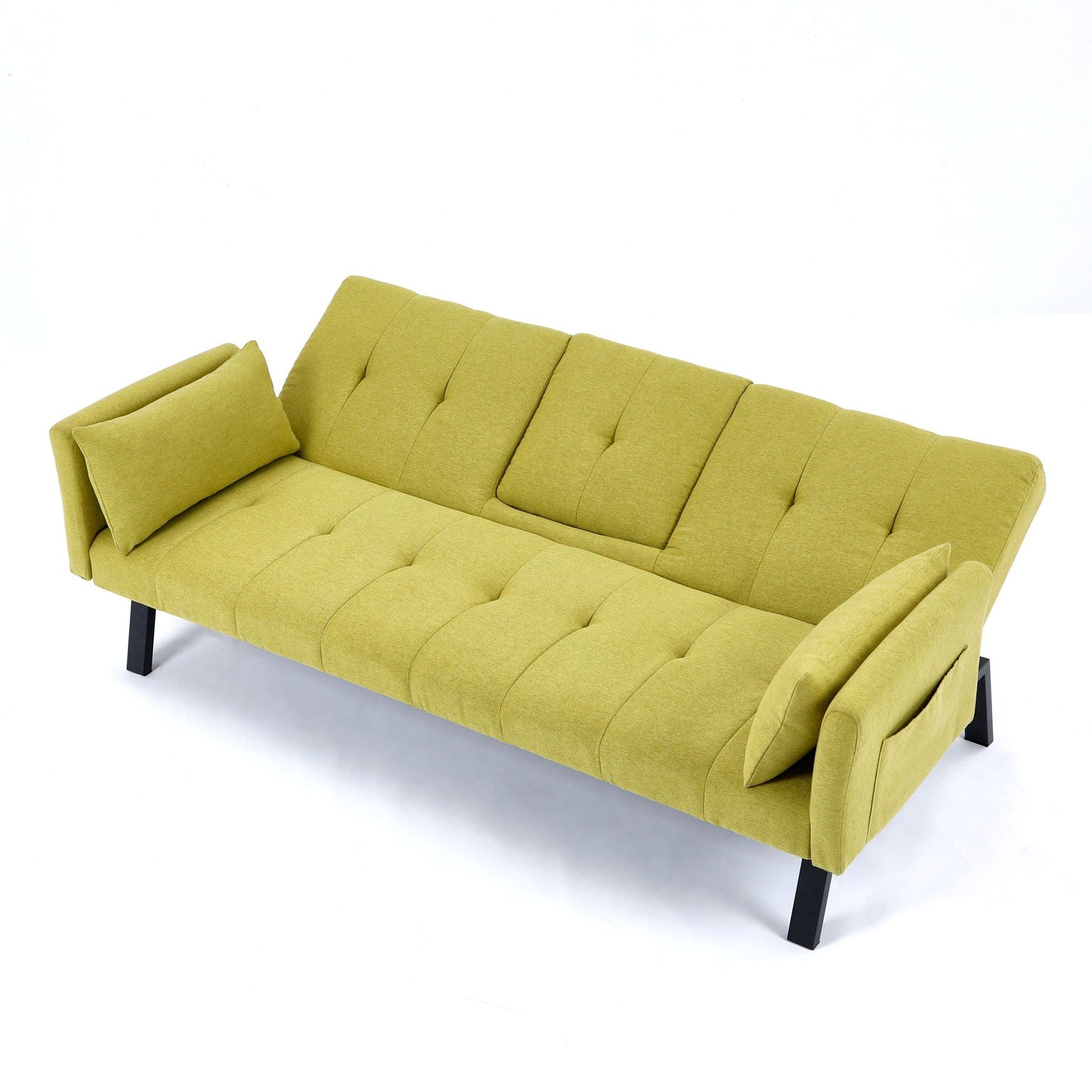 Sofa Bed With Foldable Design And Cup Holder - Green