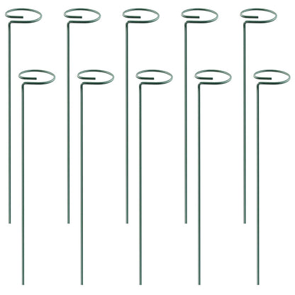 10Pcs 10in Plant Support Stakes Garden Flower Single Stem Support Stake Iron Plant Cage Support Ring For Tomatoes Orchid Lily Peony Rose Flower Amaryl