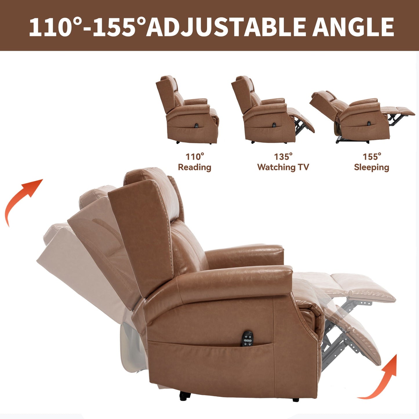 Manual Recliner Chair  With Heavy Duty Motion Mechanism, 8 Vibrating Nodes And 3 Massage Modes For Living Room