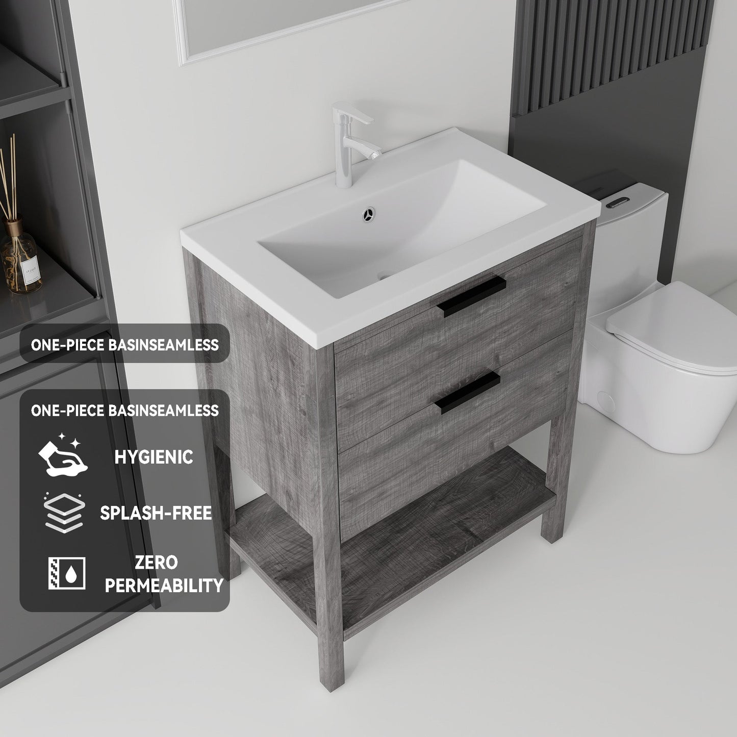 24 Inch Freestanding Bathroom Vanity with Sink
