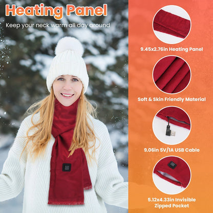 USB Heated Winter Scarf – Unisex, 3 Heat Modes, for Outdoor Sports