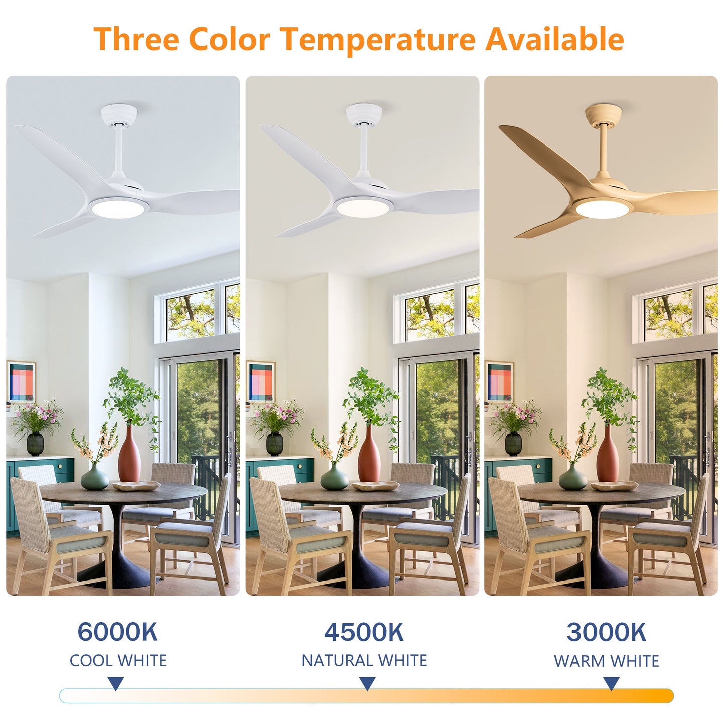 52 Inch ABS Blades Ceiling Fan with LED Light Kit