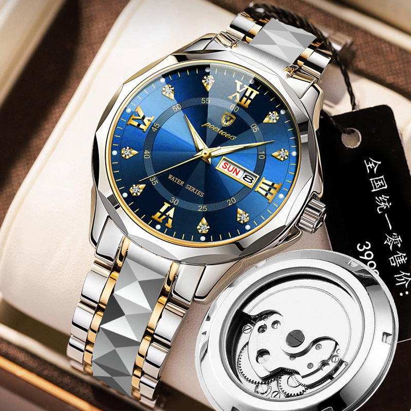Mens Mechanical Skeleton Transparent-Back Watch
