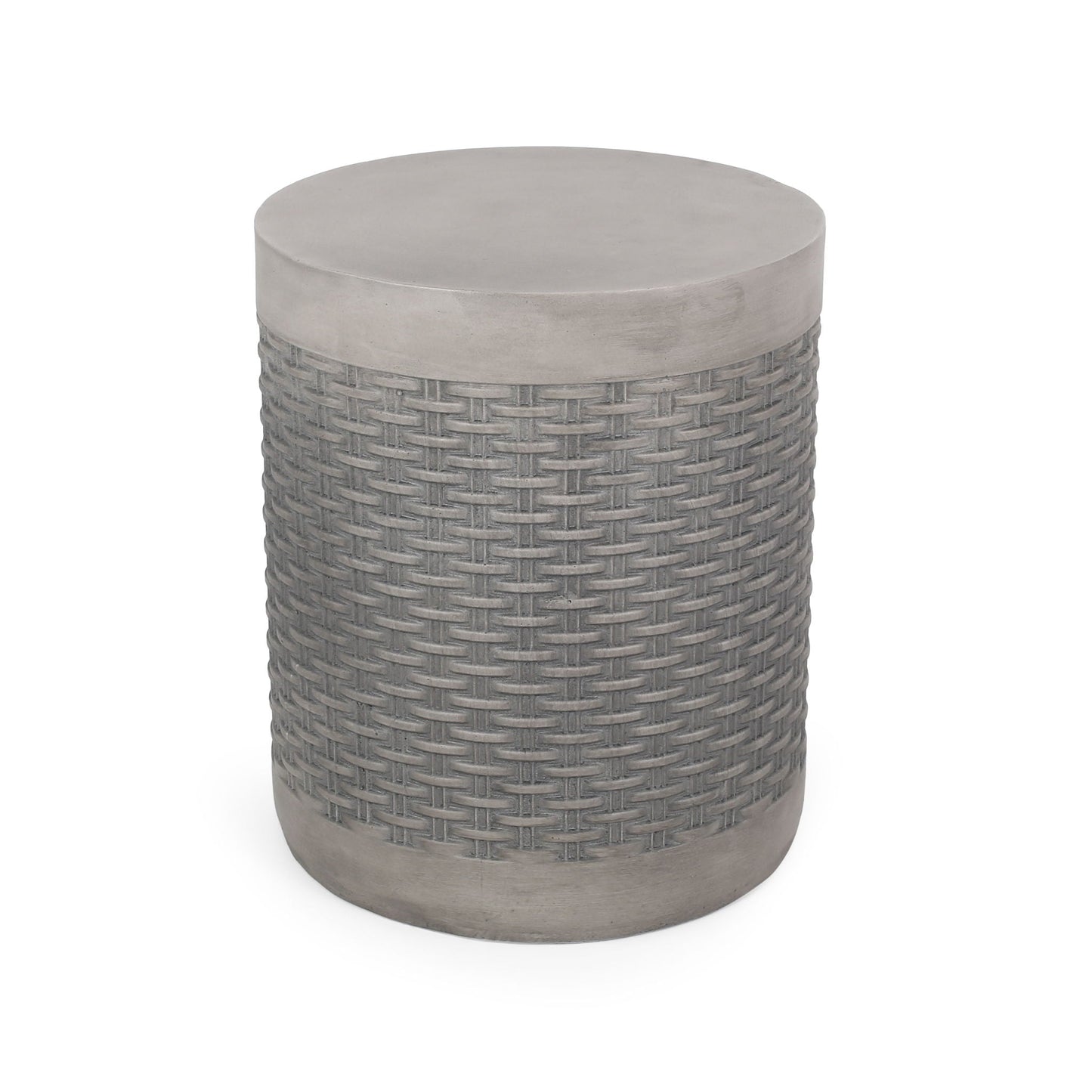 Outdoor Lightweight End Table Round Concrete - Natural