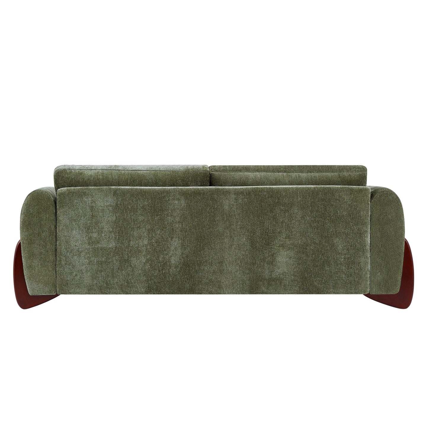89"L Chenille Sofa with Wooden Legs – Olive
