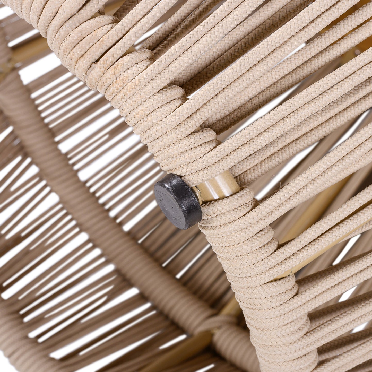 Acacia Wood Side Table with Beige Rope Base