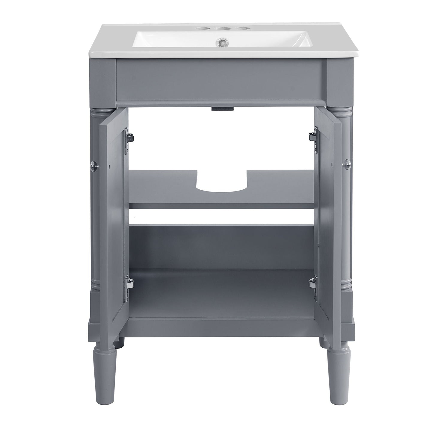 Bathroom Vanity With Top Sink, 2 Tier Storage Cabinet