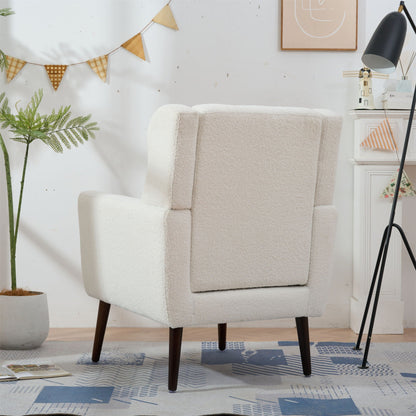 Modern Accent Chair, Arm Chairs For Living Room, Upholstered Mordern Armchair, Comfy Soft Padded Lounge Chair In Small Space, Bedroom, With Pillow, Solid Wood Leg