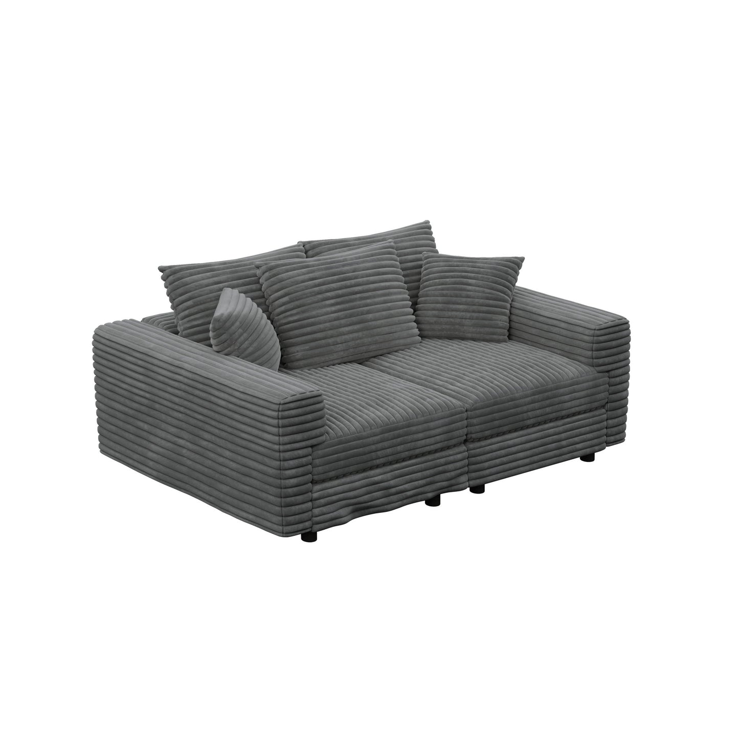 Deep Seat Convertible Sofa With Soft Pillows And Ottomans