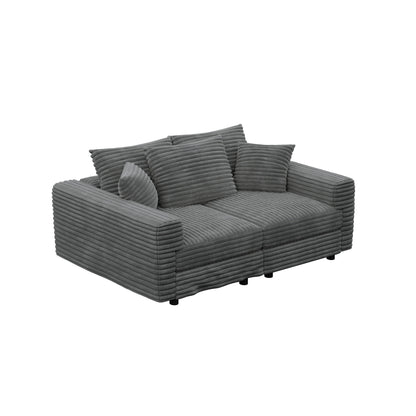 Deep Seat Convertible Sofa With Soft Pillows And Ottomans