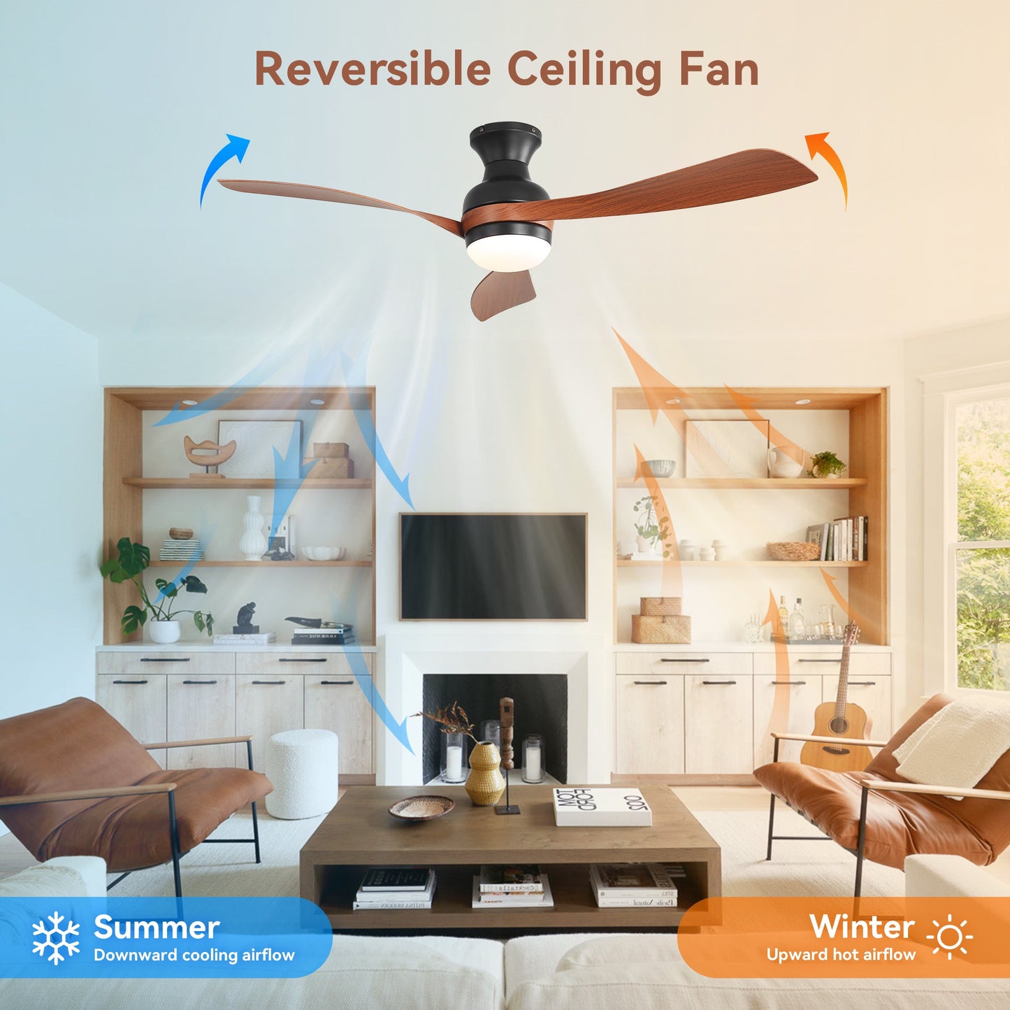 52-Inch Ceiling Fan with Lights and Reversible DC Motor
