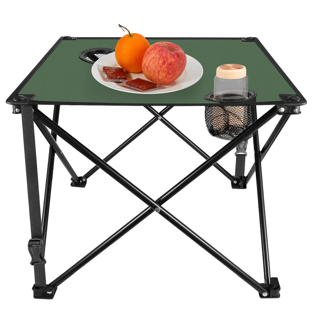 Portable Folding Camping Table with Cup Holders & Carry Bag