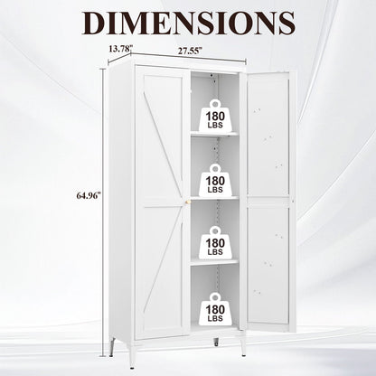 Adjustable 2 Door Kitchen Pantry Cabinet With Striped Design