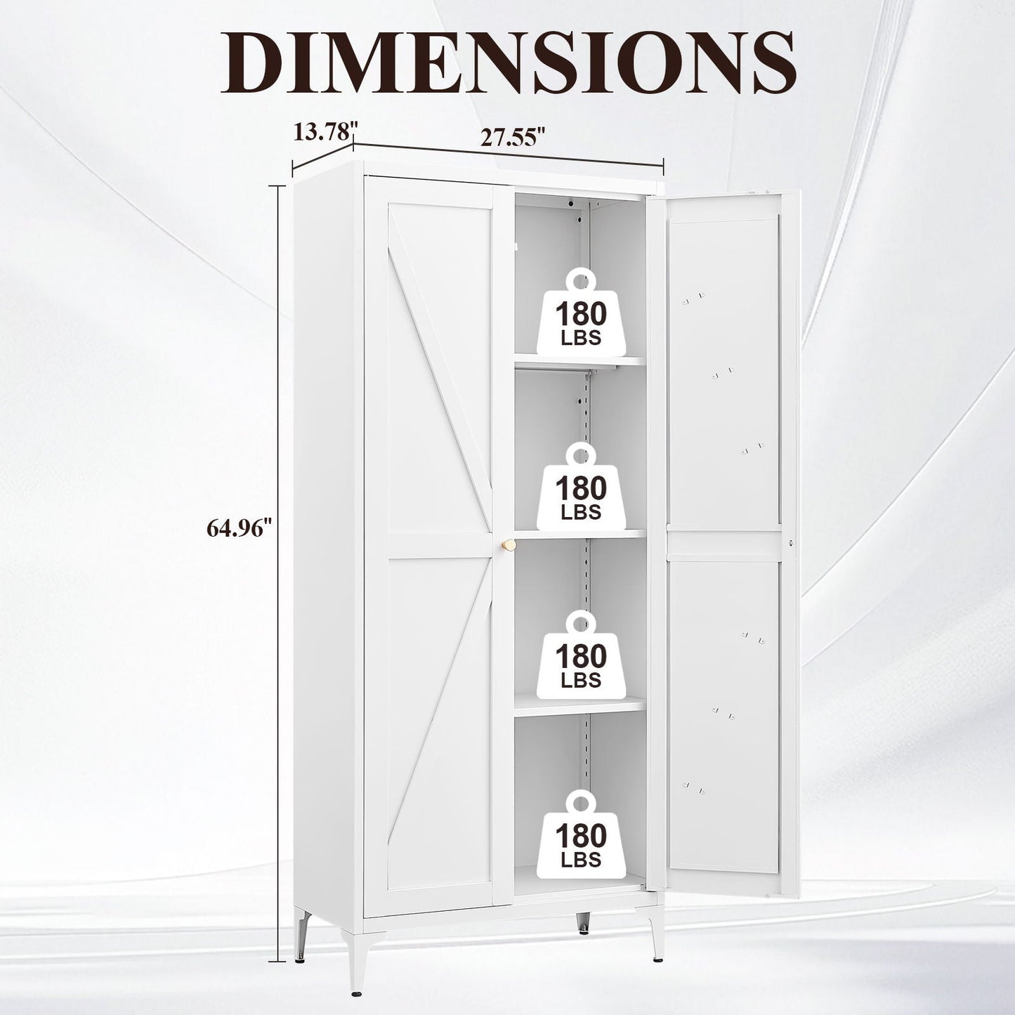 Adjustable 2 Door Kitchen Pantry Cabinet With Striped Design