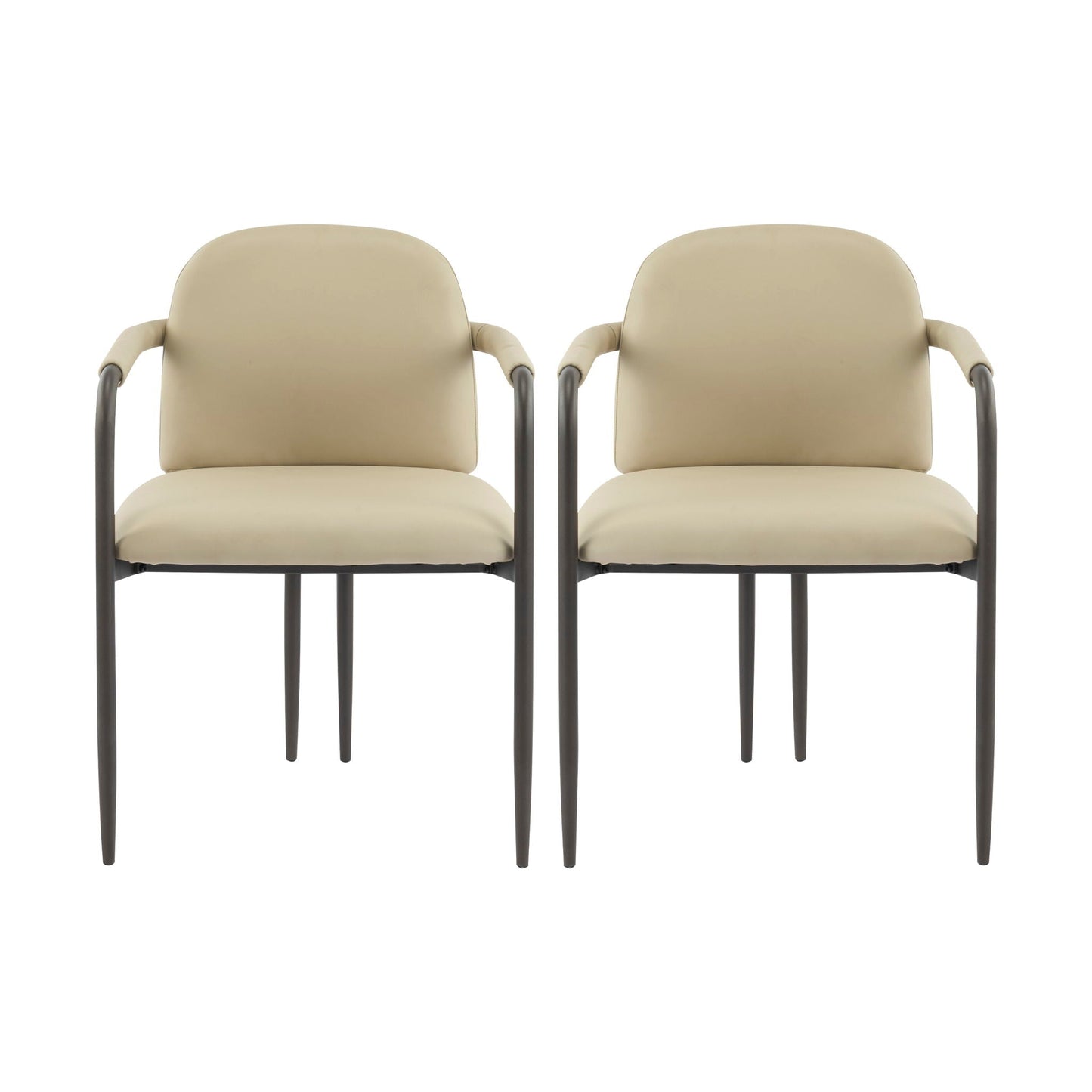 Modern Dining Chair Set of 2 with Iron Frame - Espresso / Khaki