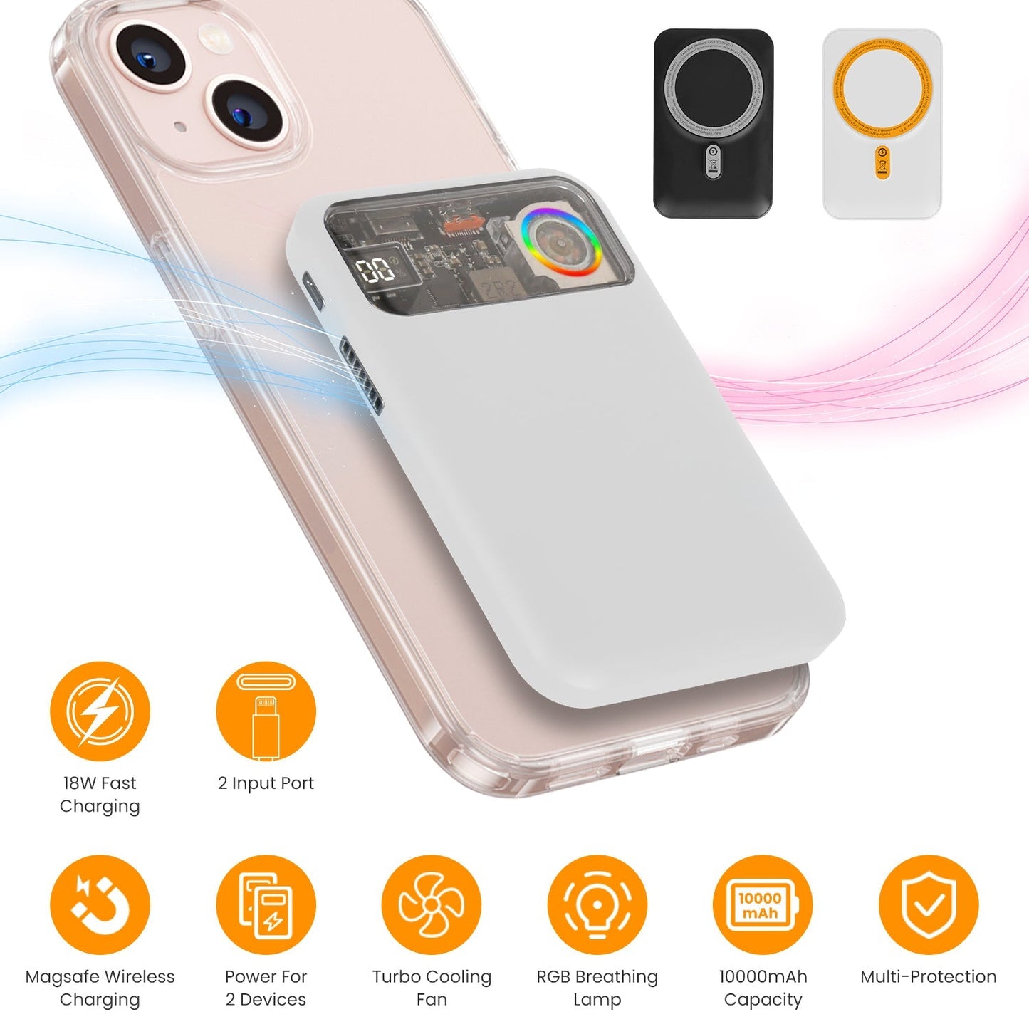 Magsafe Wireless Power Bank 10000mAh Magnetic Portable 18W Fast Charger Fit for IOS Phone 15/14/13/12 Series and More
