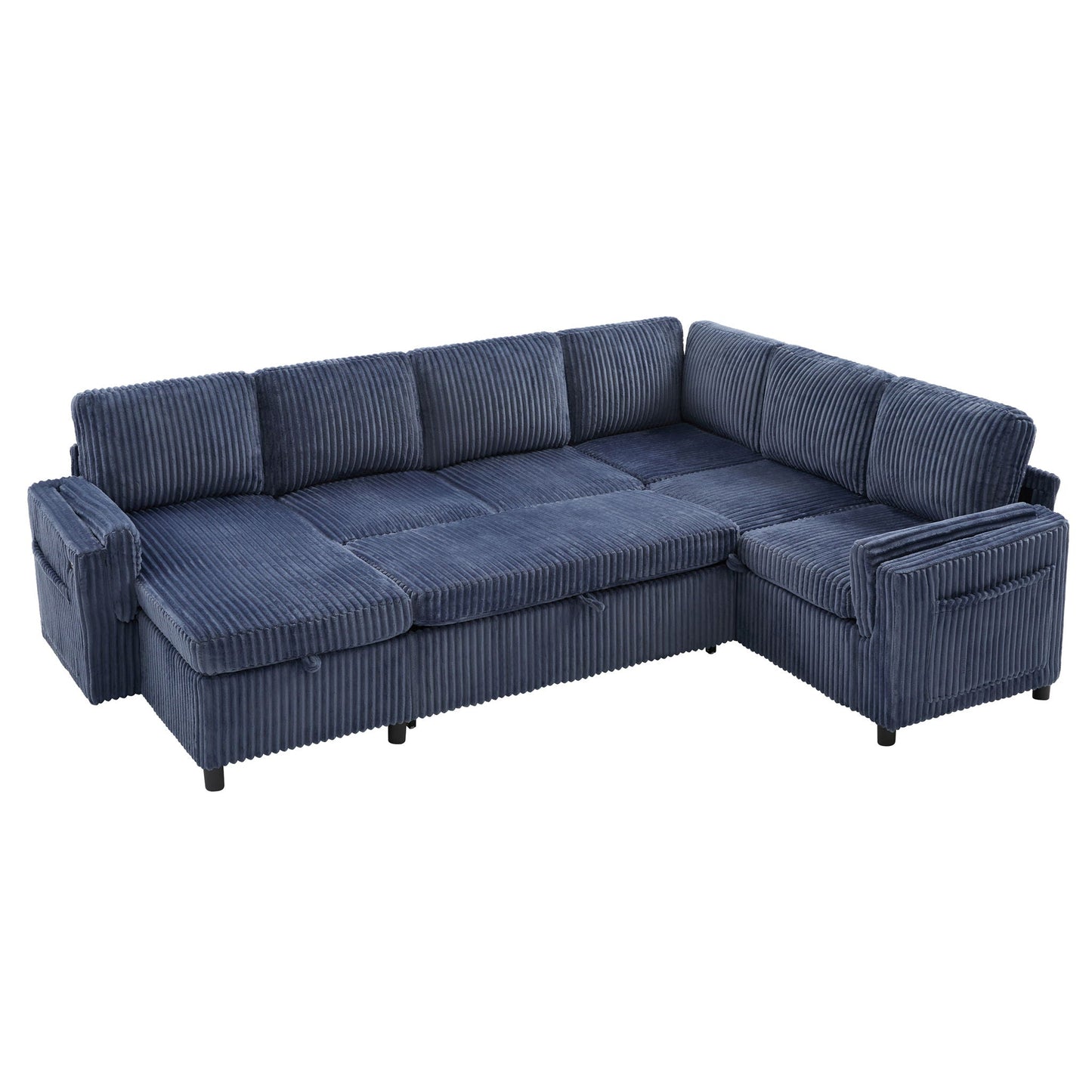 Convertible U-Shaped Sectional Sofa Bed With USB Ports And Storage