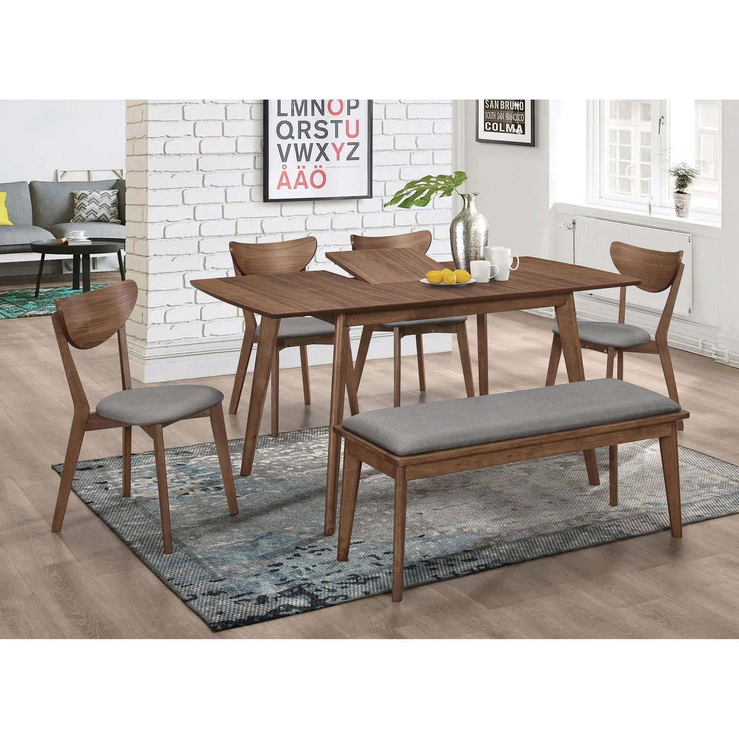Rectangular Dining Table With Butterfly Leaf - Walnut