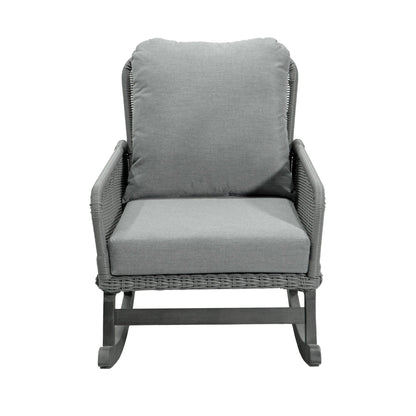 Contemporary Minimalist Wicker Rocking Chair With Soft Cushions And Durable Wooden Frame