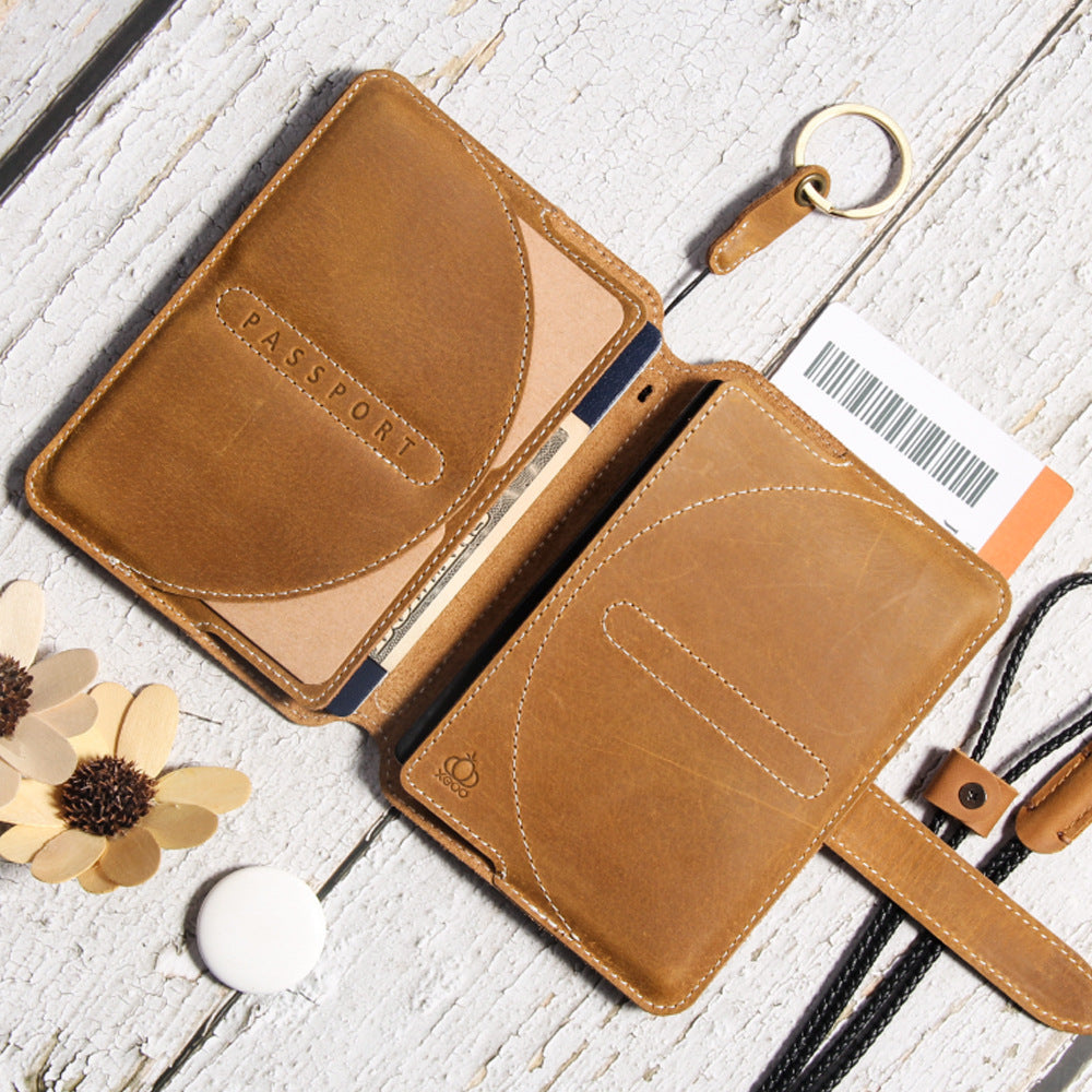 Genuine Leather Passport Holder Multi-functional ID Card Case