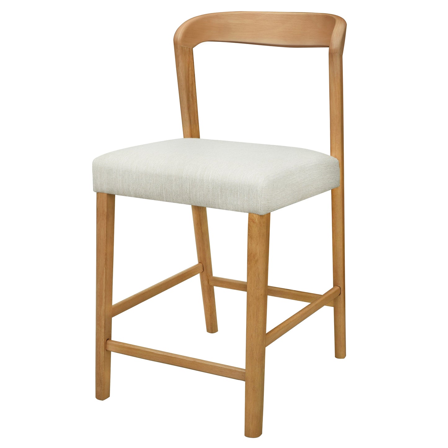 Solid Rubber Wood Counter Stools (Natural Oak + Beige) Set of 2