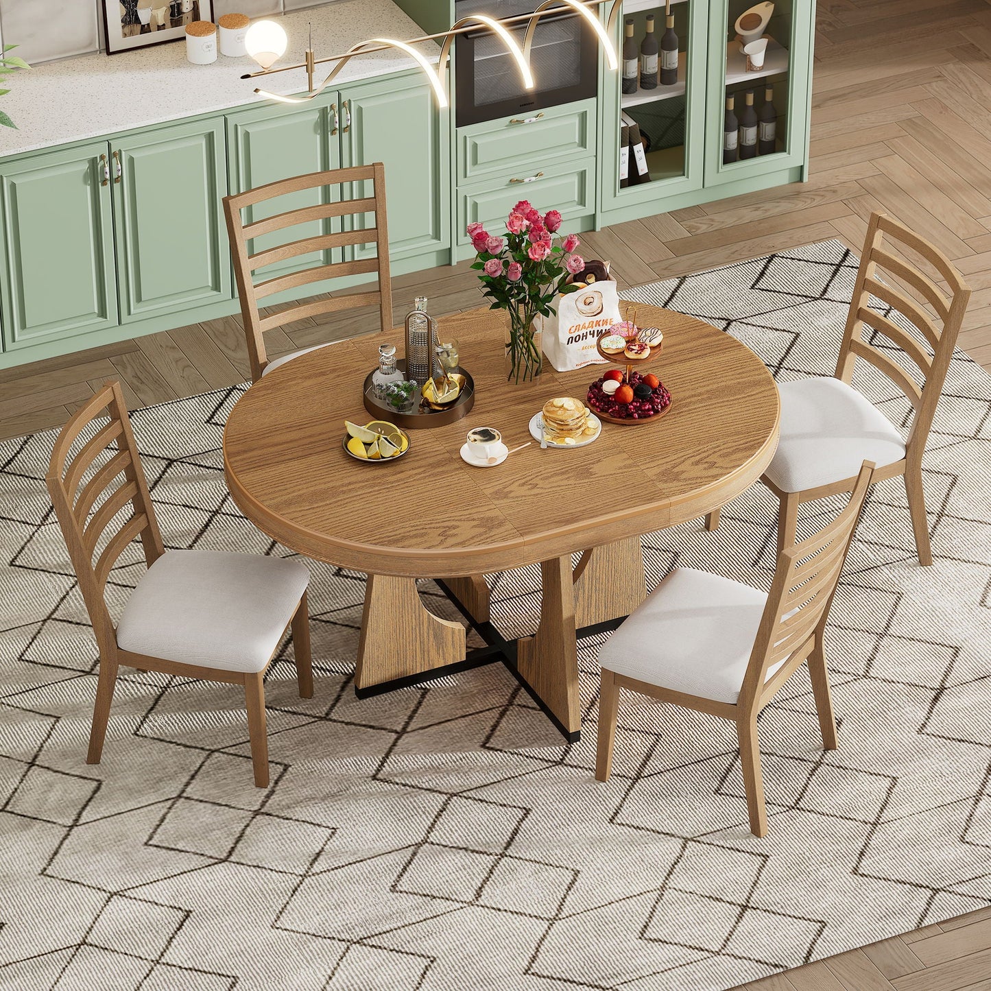 Round Dining Table Set For 4 With Chairs