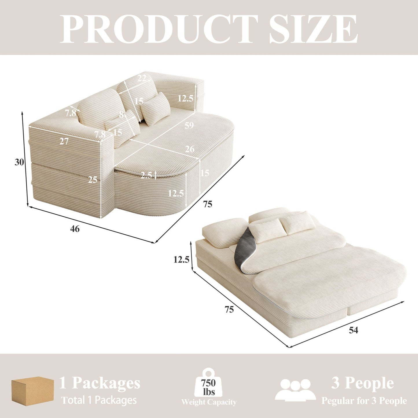 2 In 1 Foldable Sofa Bed With Multi Functional Blanket