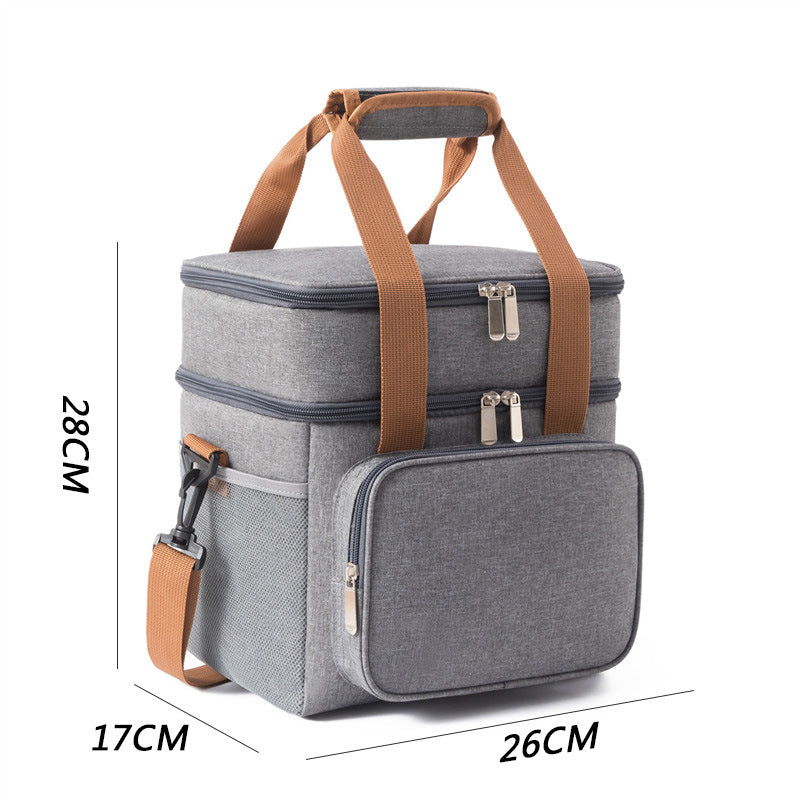Double-layer High-capacity Lunch Bag With Thermal Insulation For Picnics