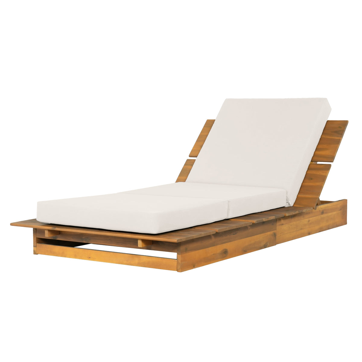 Acacia Wood Chaise Lounge with 4" Thick 3-Fold