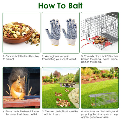2PCS Folding Humane Animal Trap Cages for Cats, Rabbits & Squirrels