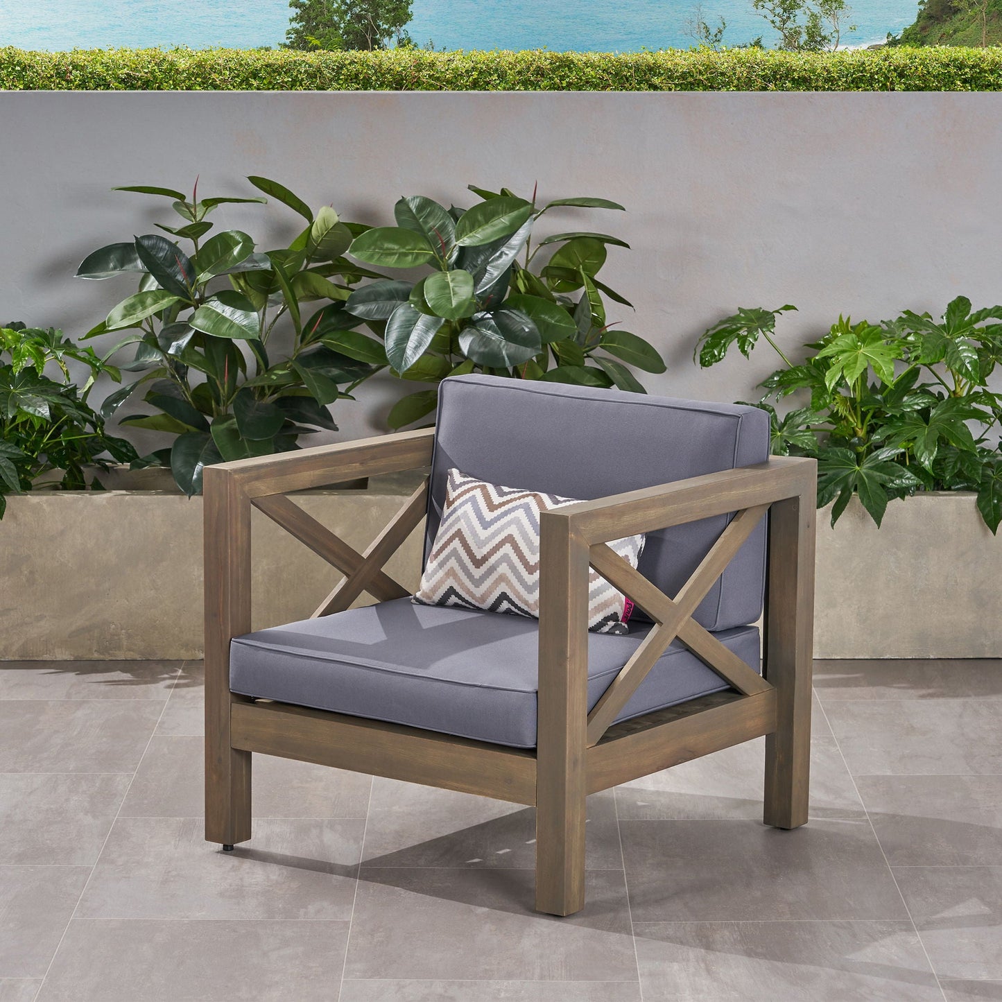 Brava Mid-Century Modern Club Chair with Water Resistant Cushions