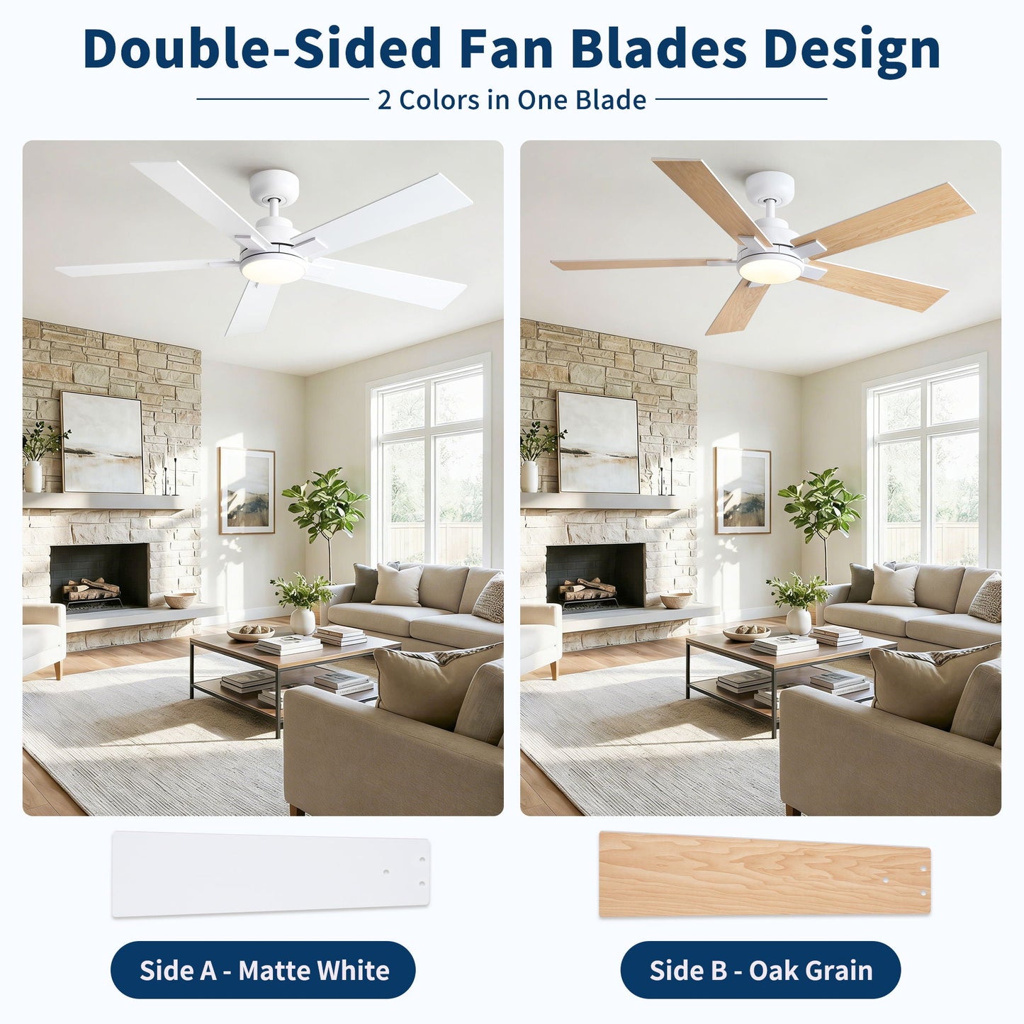Reversible Motor Integrated LED Dimmable Ceiling Fan With Light