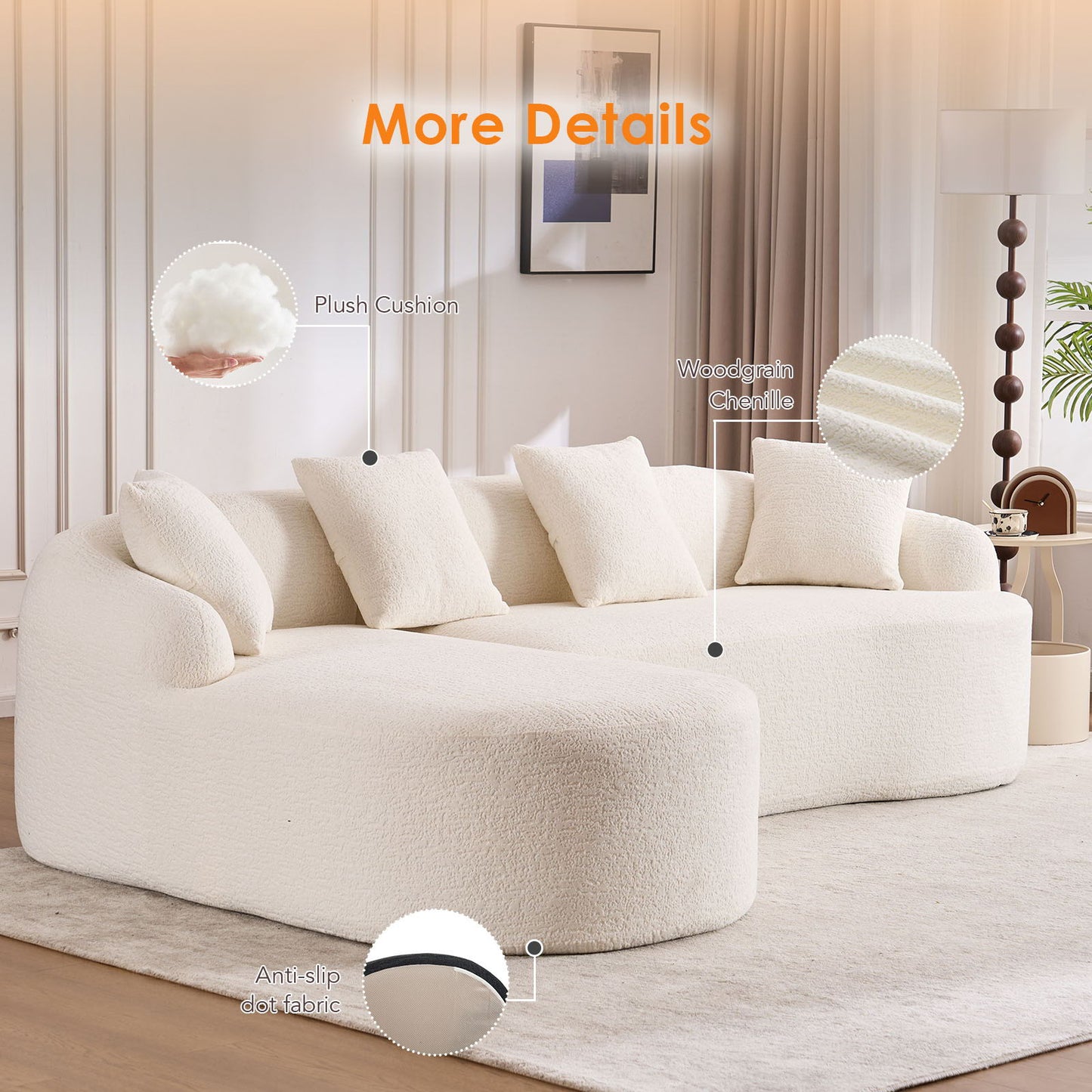 Combined Sofa With 4 Pillows