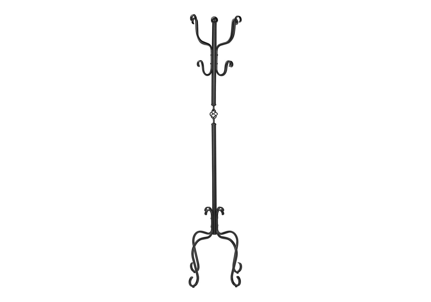 Coat Rack Hall Tree, Free Standing, 8 Hooks, Entryway, Transitional - Black