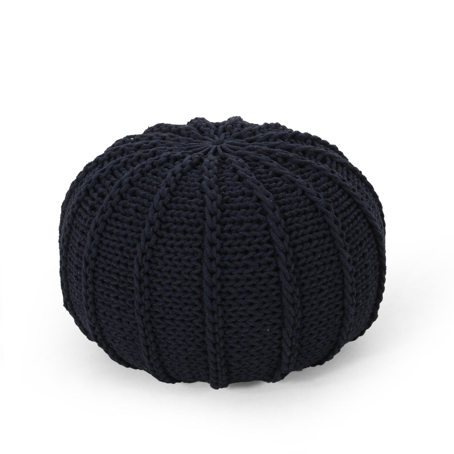 Bordeaux Knitted Round Pouf Ottoman And Floor Cushion