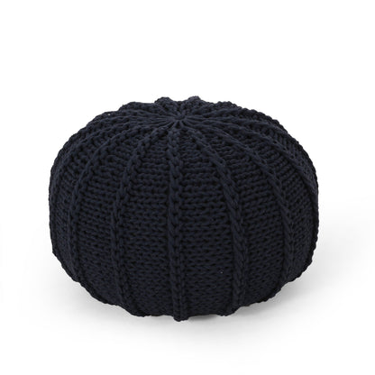 Bordeaux Knitted Round Pouf Ottoman And Floor Cushion